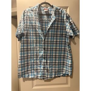 Columbia Men's Polo Blue Plaid Size XL 100% Cotton
